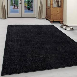 Ata Rund Kortluvet tæppe Ensfarvet - Antracit - 200x200 (Rund)