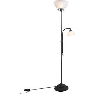 Klassisk gulvlampe brun med læselampe - Dallas
