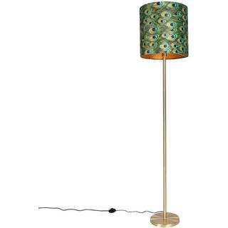 Gulvlampe messing med påfuglsskærm 40 cm - Simplo