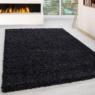 Life Rund Shaggy tæppe Ensfarvet - Antracit - 80x80 (Rund)