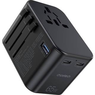 Choetech GaN 65W PD 2x USB-C og 1x USB-A rejseoplader - US/UK/EU/AU