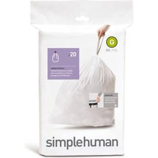 Simplehuman Kode G skræddersyede affaldsposer, pakke med 20, hvid