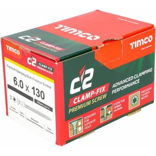 Timco C2 Clamp-Fix Multi-formål Premium Træskruer med sænket hoved Gyldne 6,0 x 130 mm (100 stk)