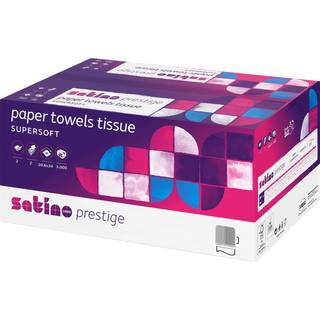 Satino Prestige håndklædeark 2lags 20,6x24cm hvid 3000ark