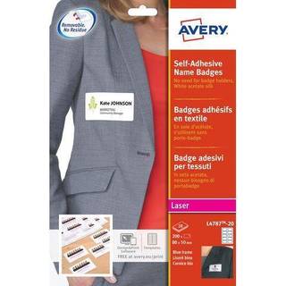 Avery L4787-20 Selvklæbende navneskilte, blå ramme 10 pr. ark 80 x 50 20 ark