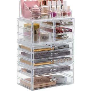 Sorbus Large Clear Makeup Organizer - Aftagelige 4 -delt smykker og make -up arrang?rer og opbevaringss?t - Rummelig kosmetisk displayt?rn - Make