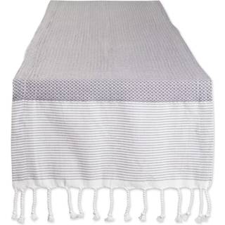 DII Gray Bordered Dobby Table Runner 15x108