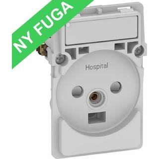 Fuga stikk. hospital 2-pol m/jord og LED lampe 1½m