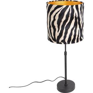 Bordlampe sort skærm zebraprint 25 cm justerbar - Parte