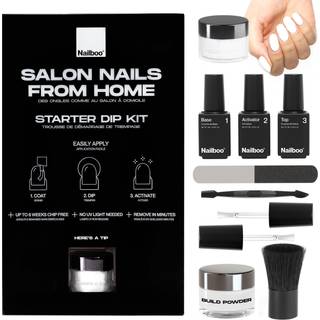 Nailboo Her er et tip Premium Dip Nails Starter Kit Negle Powder Dip Kit til g?r-det-selv hjemme manicure inkluderer dyppepulver og v?sker hvid