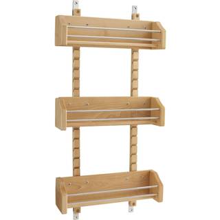 Rev-a-hylde udtr?k v?gopbevaringsarrang?r til k?kkenskabe skyded?r monteret krydderi rack med 3 justerbare hylder Maple Wood 4ASR-18