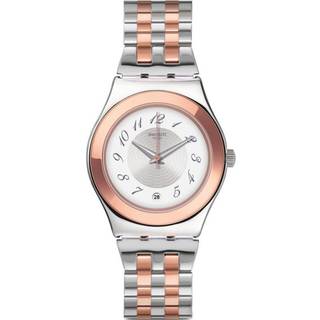 Swatch Irony Medium White Dial Two Tone Stainless Steel Bracelet Ladies Watch YLS454G