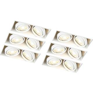 Sæt med 6 indbyggede spotlights hvide GU10 vipbare trimless 2-lys - Oneon
