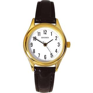 Sekonda 4493 Evans Gold Plated Black Leather Strap Watch - W3242