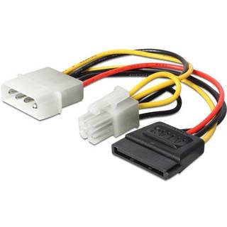 Molex strøm adapter - 4 pin han > SATA 15 pin hun + P4 han