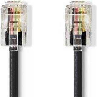 Nedis Telecom Kabel | RJ10 Hanstik | RJ10 Hanstik | 5.00 m | Kabeludformning: Rullet | Kabeltype: RJ10 | Sort | Konvolut