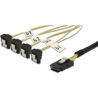 Mini SAS SFF-8087 til 4 x SATA 7 pin - Vinklet - 1 m