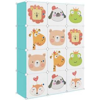 opbevaringsreol til børn 12 kubeformede kasser PP grøn