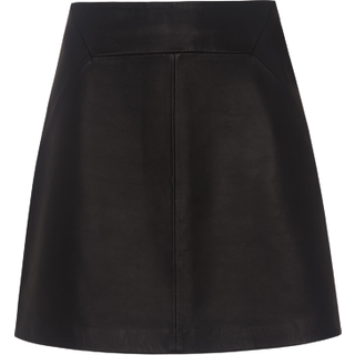 Whistles Whistles Black Leather A-Line Skirt