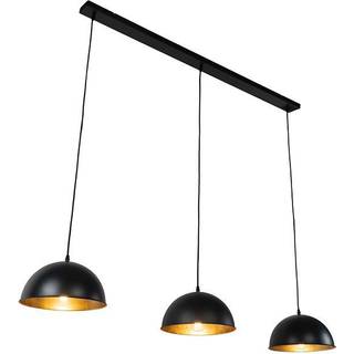 Industriel pendellampe sort med guld 3-lys - Magnax