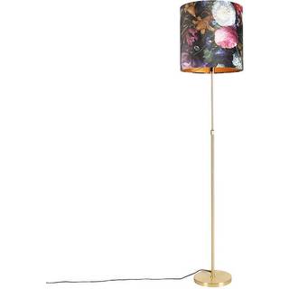 Gulvlampe guld/messing med fløjlsskærm blomster 40/40 cm - Parte