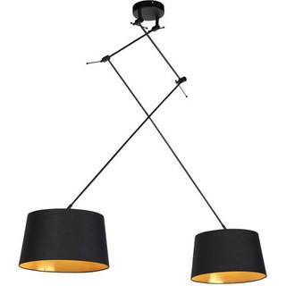 Hængende lampe med bomuldsskærme sort med guld 35 cm - Blitz II sort