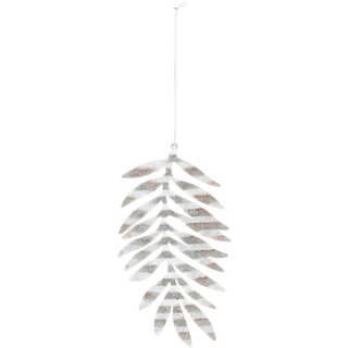 Tin plate leaf julepynt, Sølv, Dia 15 cm