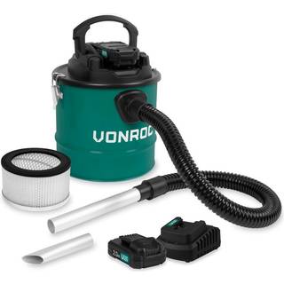VONROC Askestøvsuger 20V - 12L beholder  HEPA filter | Inkl. 2x 2.0Ah akku og oplader