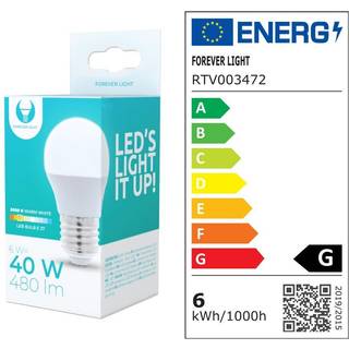 LED-lampe E27, G45, 6W, 3000K, varm hvid