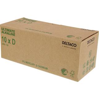 Deltaco Ultimate Alkaline D-batteri, 10-pack (Bulk)