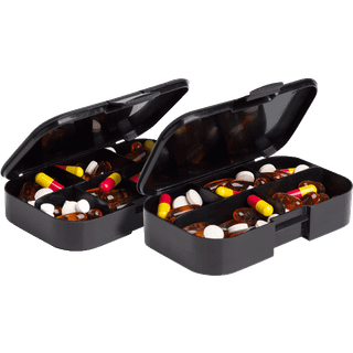 Pill Box Organizer, 2-pack, black, Smartshake