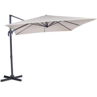 VONROC Premium Hængeparasol Pisogne 300x300cm inkl krydsfod og overtræk - vierkantet | Beige
