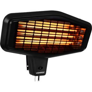VONROC Terrassevarmer - Amiata - 2200W | Vægmontering - Kvartselement | 3 varmeniveauer | Sort | Inkl. Montage tilbehør