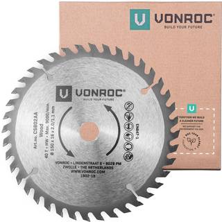 VONROC Savklinge - 150 x 16 x 2,0/1,1 mm | Universel | 40 tænder | Til Rundsav