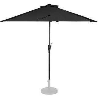 VONROC Premium Stangparasol Magione 270x135cm - inkl. overtræk - halvrund | Balkonparasol| Sort
