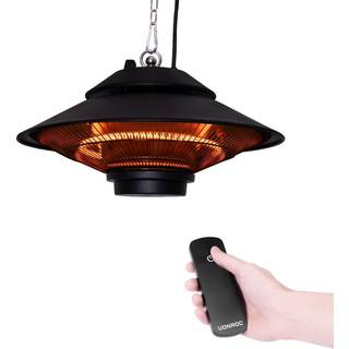 VONROC Terrassevarmer - Albano - 1500W | Sort | Inkl. Fjernbetjening.
