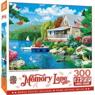 Masterpieces - 300 stykker Jigsaw Puzzle Large EZ Grip former Lakeside Memories Fun for voksne Seniors Family Kids Non -Glare Finish 18 """" X24 """"