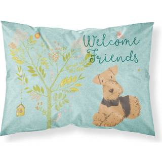 """" Caroline's Treasures Welcome Friends Airedale Terrier Printed Polyester 250 Threat Count Convolut Closure Pillowcase Standard Multicolor ""