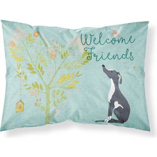 """" Caroline's Treasures velkommen venner sort hvid gråhund Trykt polyester 250 trådantal konvolut lukning pudebetræk standard flerfarvet """"