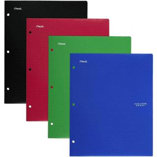 Femstjernet 2 Pocket Mapper 4 Pack Stay-Put-mapper Plastfarvede mapper med lommer og spidsfastg?relser til 3-ringbindere 11 x 8-1/2 sort r?d gr?n