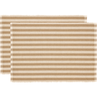 Statement Stripe 2-pak Dækkeservietter, Beige, 33x48 cm