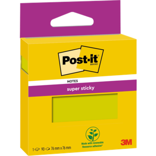 3M Post-it notes super sticky green 76 x 76 mm, - 90 ark