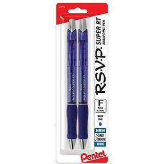 Pentel RSVP Super RT Ballpoint Pen (0,7 mm) Fin linje Blå blæk 2 -PK - BX477BP2C