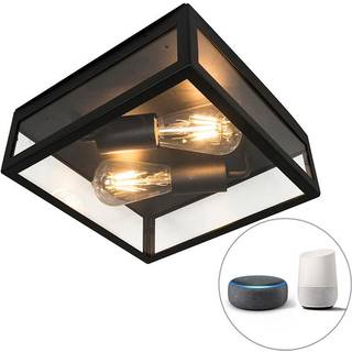 Industriel smart udendørs loftslampe sort inkl. 2 WiFi ST64 - Rotterdam