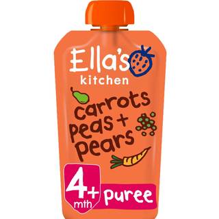 Ella&#39;s Kitchen Gulerod, Ærter og Pære 4+ mdr. Ø - 120 g.