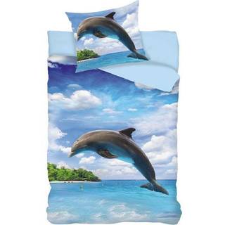 Sengetøj 150x210 cm - Delfin sengesæt - 100% bomuld - Sengetøj til børn