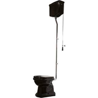Lavabo Retro High toilet m/S-lås, Blank sort m/krom rør