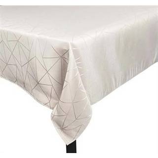Borddug - 140x240 cm - Jacquard dug med geometrisk mønster - Sandfarvet - Eksklusiv festdug