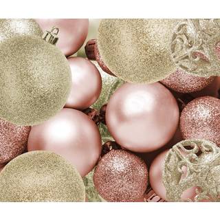 100 Rose Gold and White Gold Christmas Ornament Balls Shattern Proof 100 Metal Ornament Hooks Hanging Ornamenter til indendørs/udendørs juletræf