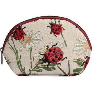 Signare Tapestry Cosmetic Bag Toiletartikler Makeup Bag til kvinder med Ladybug Floral Design (COSM-LDBD)